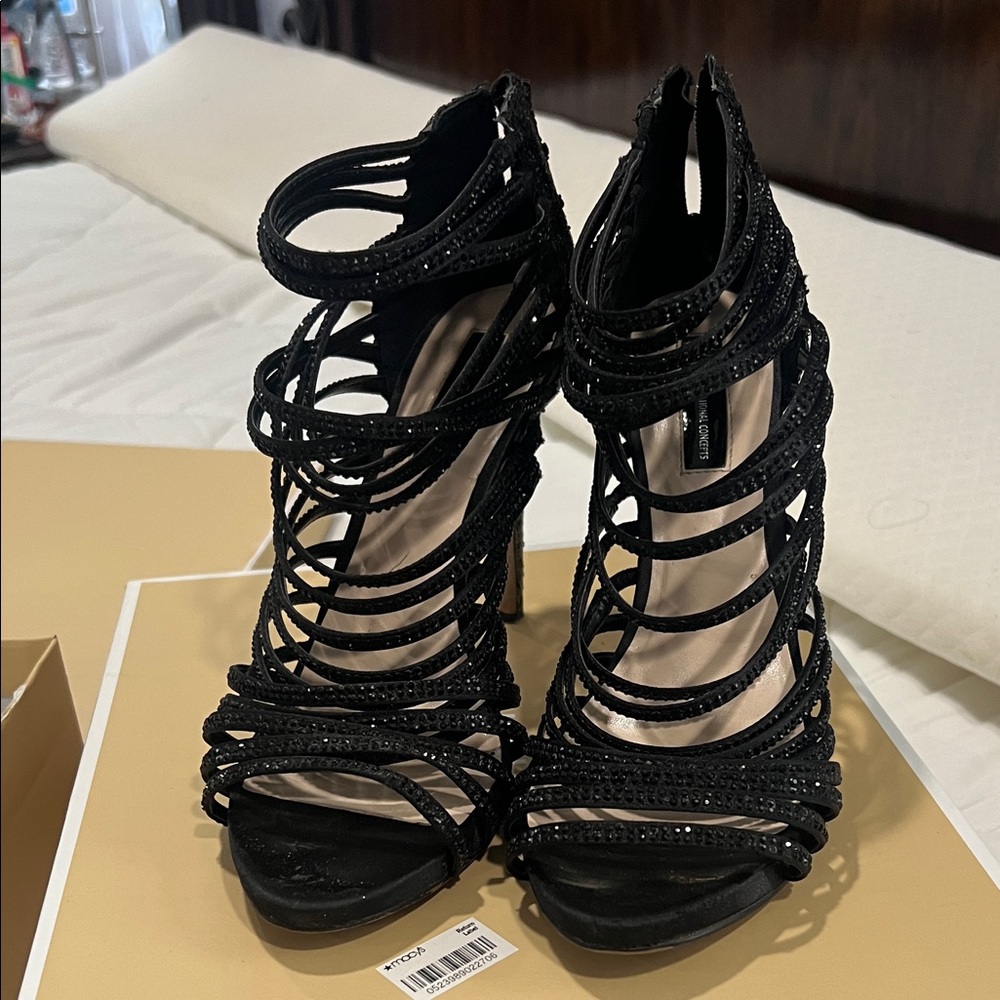 INC Elegant Black Strappy Heels